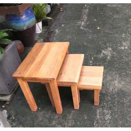 Solid Oak : Bộ Đôn Gỗ Sồi - 03 Món